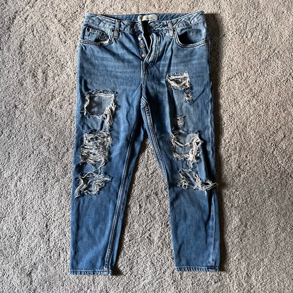 Topshop Denim - Topshop Moto Hayden Distressed Boyfriend Cut Jeans - Size 26